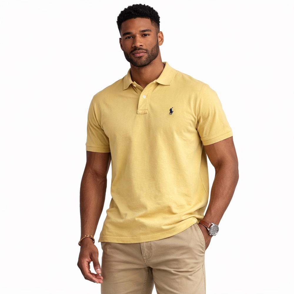 Polo Ralph Lauren Men’s Yellow‎ Polo Shirt 100% Cotton Size Large Classic Fit